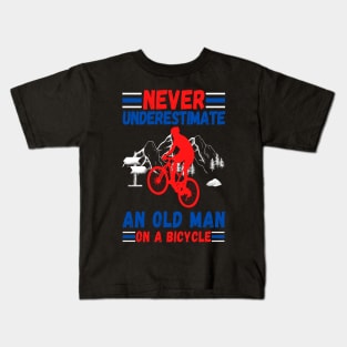 never underestimate an old man on a bicycle Kids T-Shirt